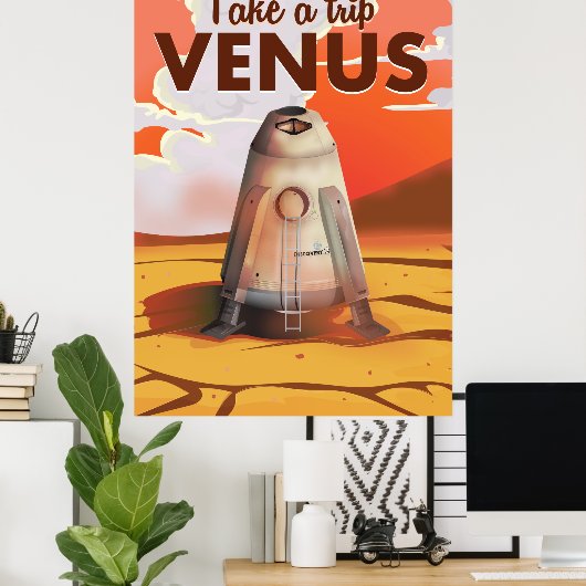Neem een reis naar Venus reisposter. Poster (Thuiskantoor)