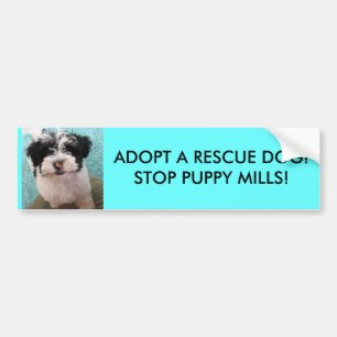 NEEM EEN RESCUE DOG AAN!STOP POPPY MILLS! BUMPERSTICKER