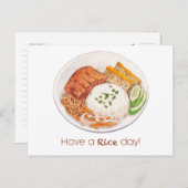 Neem een Rice Day Kaart, Rice Bord Illustration Briefkaart (Voorkant / Achterkant)