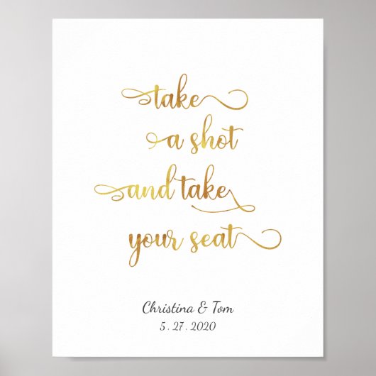 "Neem een schot en ga je zitten" Weddenschap Poster (Voorkant)