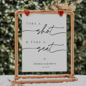 Neem een schot en neem een stoel bruiloft teken poster