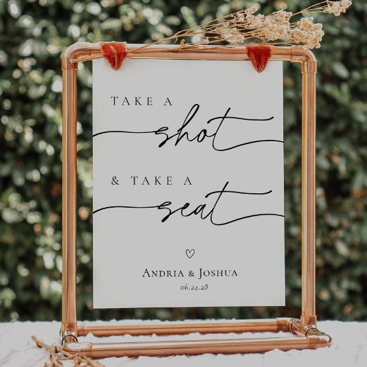 Neem een schot en neem een stoel bruiloft teken poster