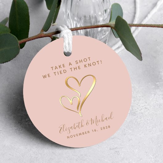 Neem een schot we gebonden de knoop Blush Gold bru Bedankjes Labels