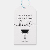 Neem een schot We gebonden de knoop bruiloft Cockt Cadeaulabel (Voorkant)