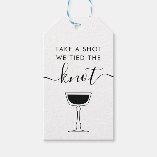 Neem een schot We gebonden de knoop bruiloft Cockt Cadeaulabel (Voorkant)
