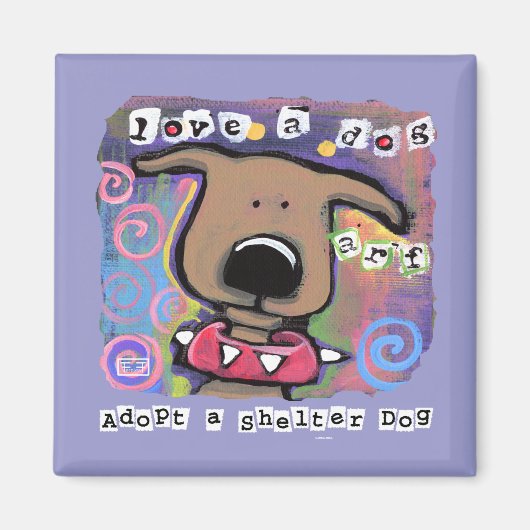 Neem een schuilhond aan, hou van een hond magneet (Voorkant)