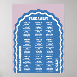 Neem een Seat Blue Paarse Retro Wavy Arch Stijl Poster