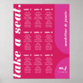 Neem een Seat Pink Magenta Retro Style Zitkaart Poster (Voorkant)