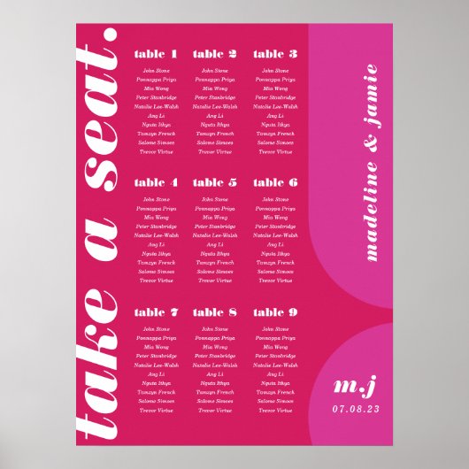 Neem een Seat Pink Magenta Retro Style Zitkaart Poster (Voorkant)