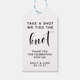 Neem een Shot dat we de Knot Wedding Favor hebben  Cadeaulabel