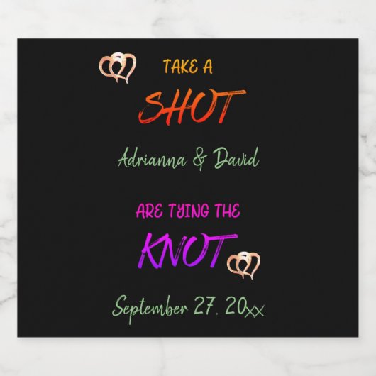 Neem een shot Verloving Koppel Trouwen Aangepast Likeurfles Etiket (Enkel label)