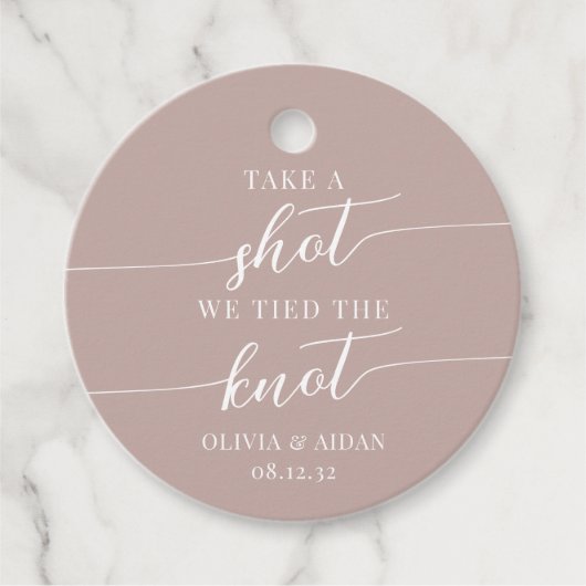Neem een Shot, We Zijn Getrouwd Trouwfeest Bedankjes Labels (Voorkant)