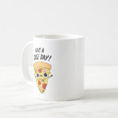 Neem een slice day grappige pizza woordspeling koffiemok (Voorkant links)