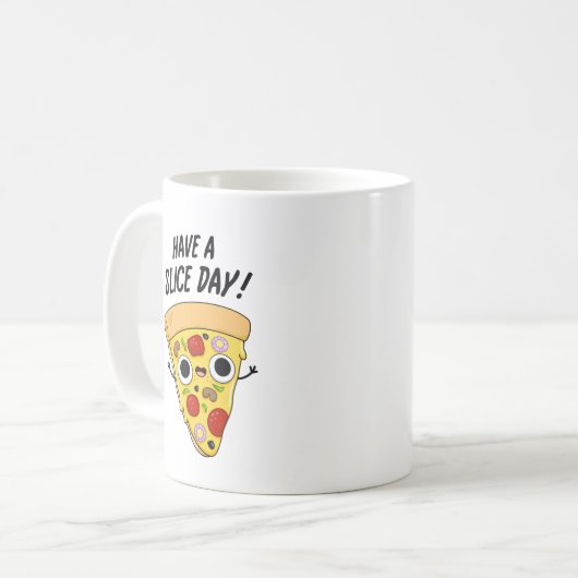 Neem een slice day grappige pizza woordspeling koffiemok (Voorkant links)