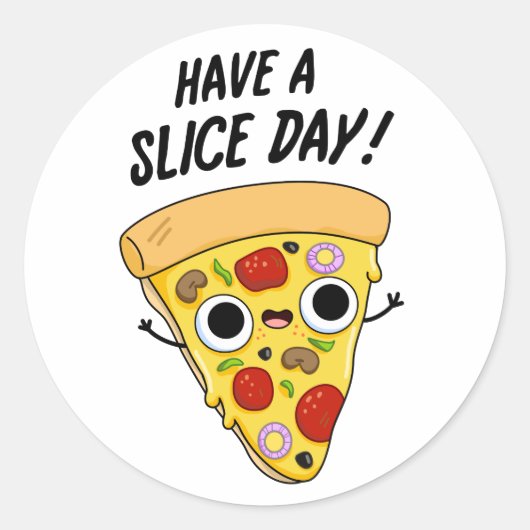 Neem een slice day grappige pizza woordspeling ronde sticker (Voorkant)