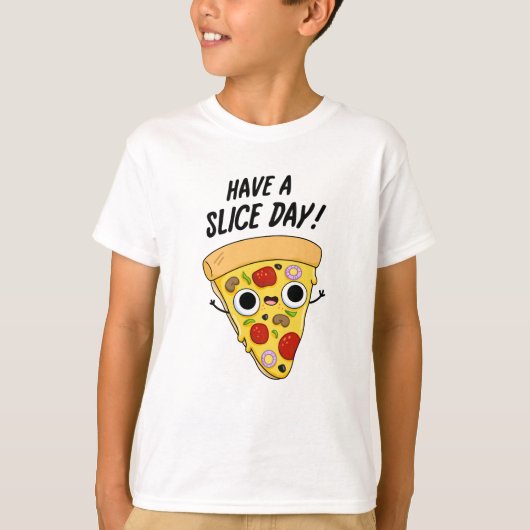 Neem een slice day grappige pizza woordspeling t-shirt (Voorkant)