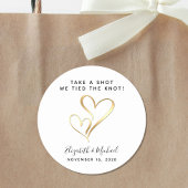 Neem een slokje dat we de knoop hebben gehakt. ronde sticker