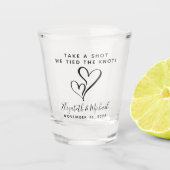 Neem een slokje dat we de knoop hebben gehakt. shot glas (Voorkant)