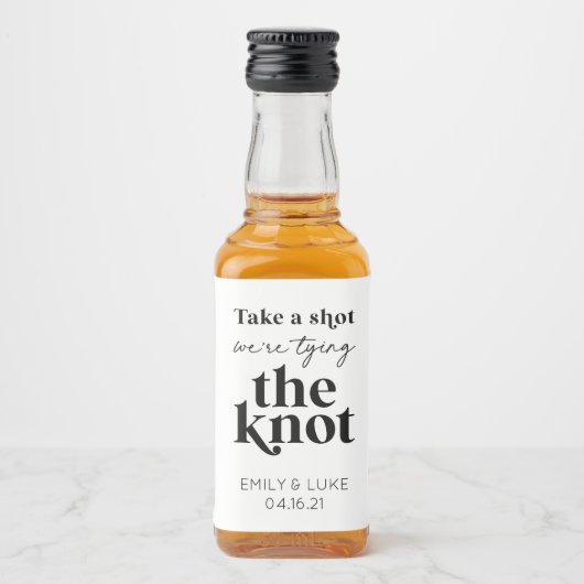 Neem een slokje dat we de Knot Wedding Favor vastb Likeurfles Etiket (Voorkant)