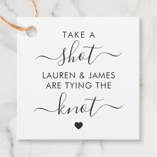 Neem een slokje dat ze de Knot Wedding aan het bin Bedankjes Labels (Voorkant)