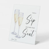 Neem een slokje en neem een stoel bruiloft recepti reclamebord met voetstuk (Voorkant)