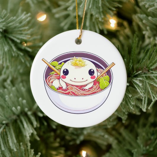 Neem een soep-er kerst Axolotl in Ramen Keramisch Ornament (Boom)
