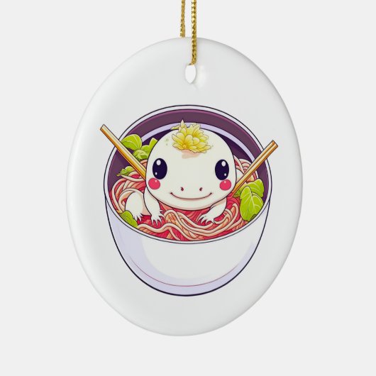 Neem een soep-er kerst Axolotl in Ramen Keramisch Ornament (Rechts)