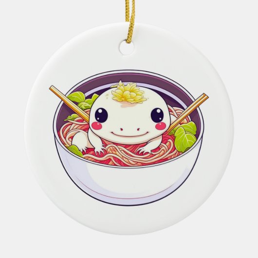 Neem een soep-er kerst Axolotl in Ramen Keramisch Ornament (Voorkant)