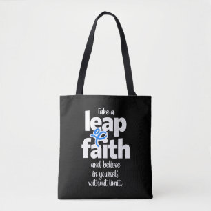 Neem een sprong van geloof en geloof... Mok Tote Bag