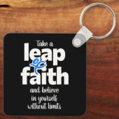 Neem een sprong van geloof en geloof... sleutelhanger (Achterkant)