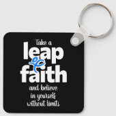 Neem een sprong van geloof en geloof... sleutelhanger (Achterkant)