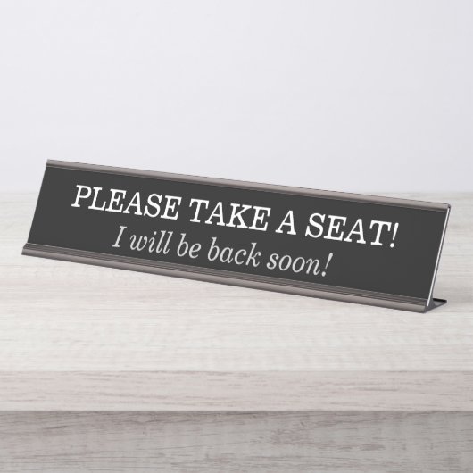 "NEEM EEN STOEL!" BUREAU NAAMBORDJE (Voorkant)