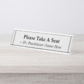 "Neem een stoel" + Naam van de arts Bureau Naambordje (Voorkant)