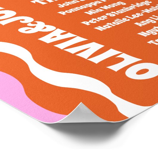 Neem een stoel Roze Sinaasappel Retro Wavy Arch St Poster (Hoek)