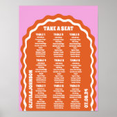 Neem een stoel Roze Sinaasappel Retro Wavy Arch St Poster (Voorkant)