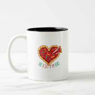 Neem een stukje van mijn Pizza Heart Tweekleurige Koffiemok