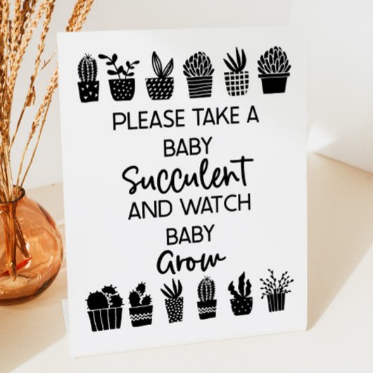 "Neem een Succulent Baby shower-gunstiger teken" Reclamebord Met Voetstuk