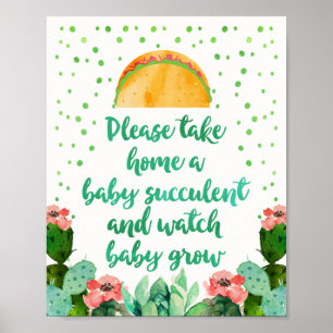 Neem een Succulent Baby shower Teken naar huis Poster
