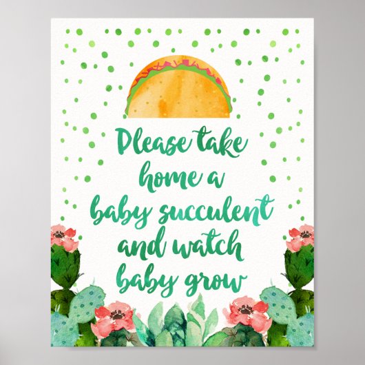 Neem een Succulent Baby shower Teken naar huis Poster (Voorkant)