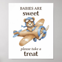 Neem een traktatie Teddy Bear Pilot Baby Boy Showe Poster