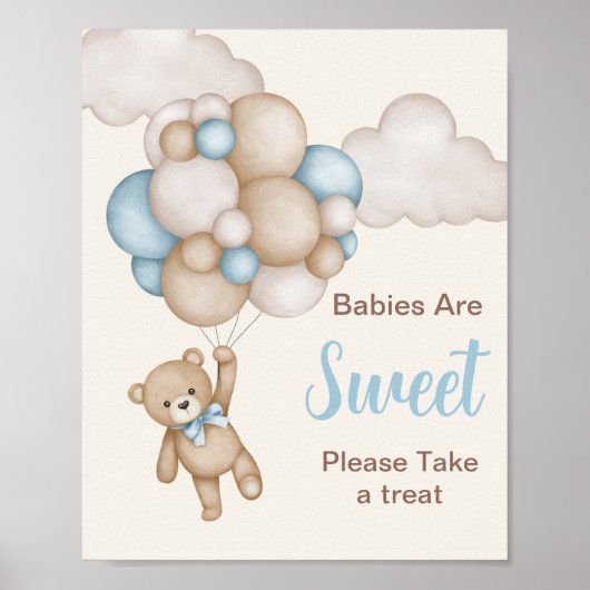 Neem een traktatie Teddy Bear teken Poster (Voorkant)