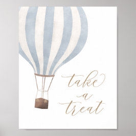 Neem een Treat Blue Hot Air Ballon Baby shower Sig Poster