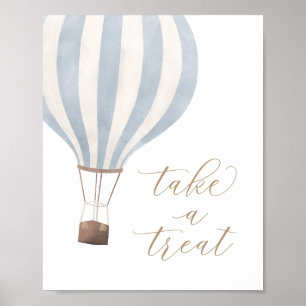 Neem een Treat Blue Hot Air Ballon Baby shower Sig Poster