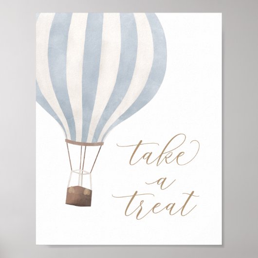 Neem een Treat Blue Hot Air Ballon Baby shower Sig Poster (Voorkant)