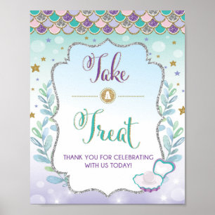 Neem een Treat Bord Zeemeermin Verjaardag Baby Sho Poster
