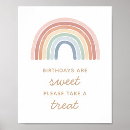 Neem een 'Treat Rainbow Birthday'-teken Poster