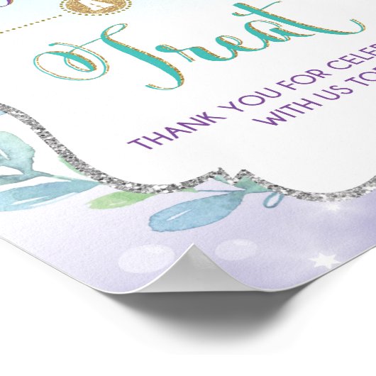 Neem een Treat Sign Meermin Verjaardag Baby Shower Poster (Hoek)