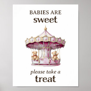 Neem een Treat Teddy Bear Twin Girl Baby shower Poster