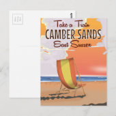 Neem een trein naar Camber Sands Travel Poster Briefkaart (Voorkant / Achterkant)