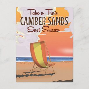 Neem een trein naar Camber Sands Travel Poster Briefkaart